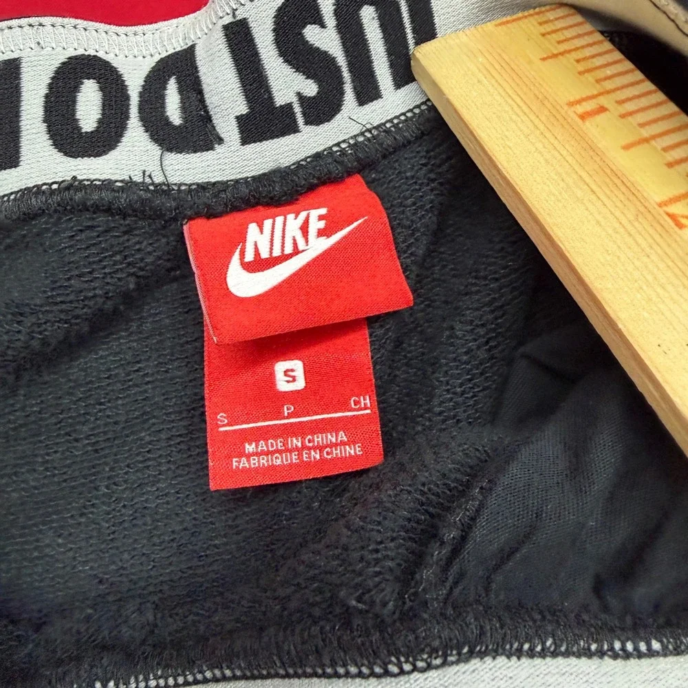 Nike Mens Sportswear Fleece Joggers Black Tapered Sweatpants Small JUST DO IT